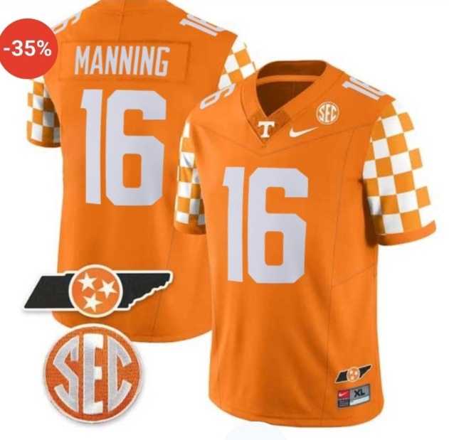 Men's Tennessee Volunteers #16 Peyton Manning Orange F.U.S.E. Stitched Jersey Dzhi-0
